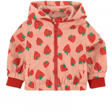 Stella McCartney Βρεφικό Μπουφάν ροζ με κόκκινες φράουλες