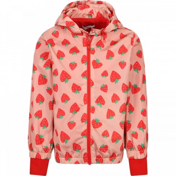 Hooded Jacket Pink with Strawberries