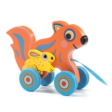 Djeco Wooden trolley 'Squirrel and hare'