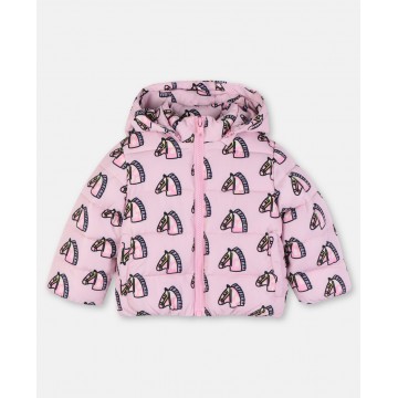 Stella McCartney Pink Baby Puffer Jacket with Horses