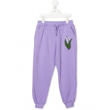 Mini Rodini Purple Sweatpants with a Lily