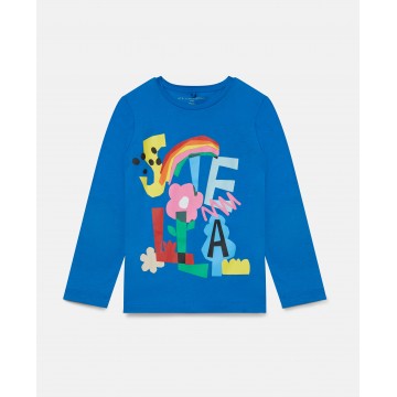 Stella McCartney παιδική μακρυμάνικη μπλε μπλούζα με ουράνιο τόξο
