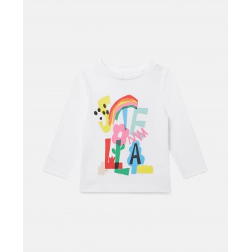 Stella McCartney  παιδική μακρυμάνικη λευκή μπλούζα με ουράνιο τόξο