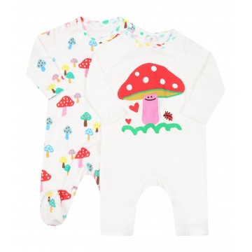 Stella MacCartney White set for baby girl with mushrooms