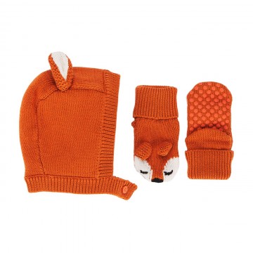 Stella MacCartney Fox Brown Baby Hat & Gloves Set