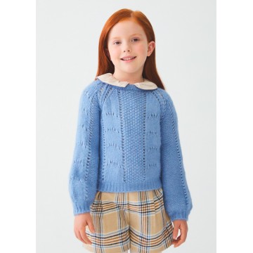 Abel & Lula Girls' Perforated Jersey Blue Sweater