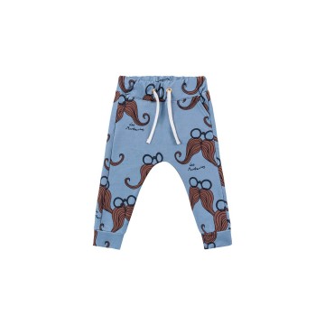 Dear Sophie Kids  Βlue Organic Cotton Trousers with Mustaches