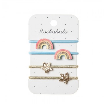 Rockahula Blue & Gold Glitter Rainbow and Gold Star Hair Scrunchies