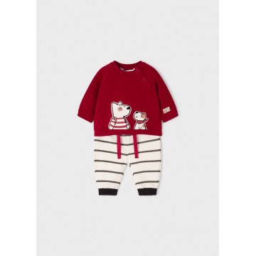 Mayoral Red Cotton Jumpsuit with Dogs