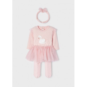 Mayoral Girls' Baby Cotton Set with Pink Tulle Skirt