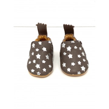 Easy Peasy Baby Brown Cuddle Shoes with Stars