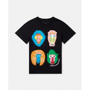 Stella McCartney Μαύρο Παιδικό Μπλουζάκι Με Μαιμούδες