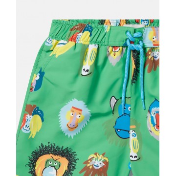 Stella Mc Cartney Kids Green Monkey Print Swimsuit