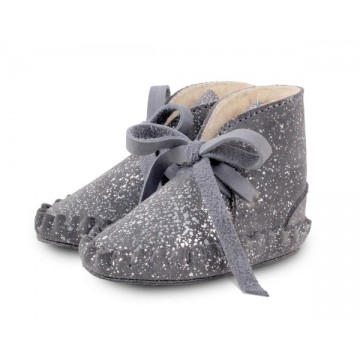 Donje Baby Shoes with Laces Metallic Grey