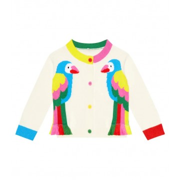 Stella Mc Cartney Baby Ivory Cardigan With Parrots