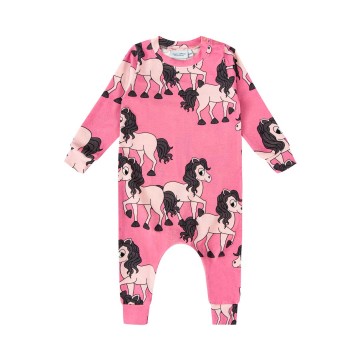 Dear Sophie Pink Baby Bodysuit with Horses