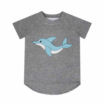 Dear Sophie Children's Dark Gray T-shirt with Blue Dolphin