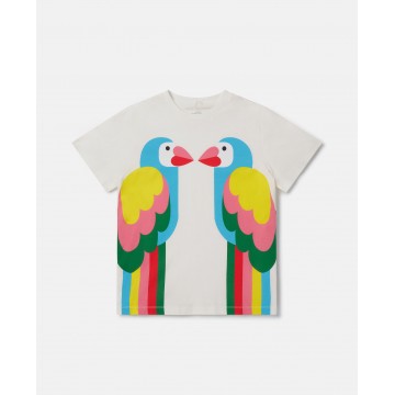 Stella Mc Cartney Baby White Multicolour T-shirt With Parrots