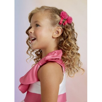 Abel and Lula Children's Hair Clip with Fushia Flowers