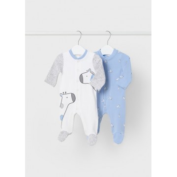 Mayoral Baby Light Blue Rompers with Giraffes