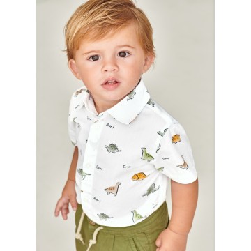 Mayoral Children's White Short-Sleeved T-shirt with Dinosaurs