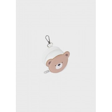 Mayoral Baby White Pacifier Case Brown Teddy Bear