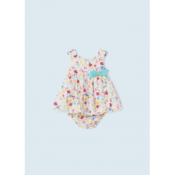 Mayoral Baby White Dress With Colorful Flowers