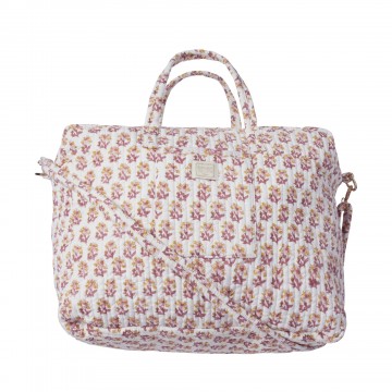 Bonheur Du Jour Quilted Ivory Bag With Indian Flowers