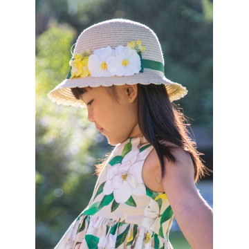 Mayoral Παιδικό Ψάθινο Καπέλο με Λουλούδια Μιμόζα