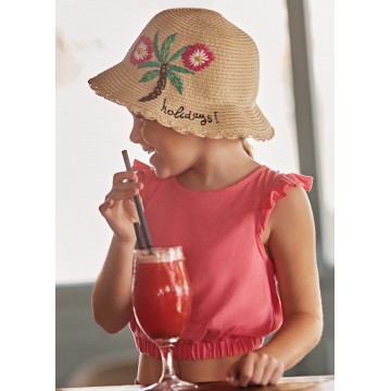 Mayoral Παιδικό Ψάθινο Καπέλο με Λουλούδια