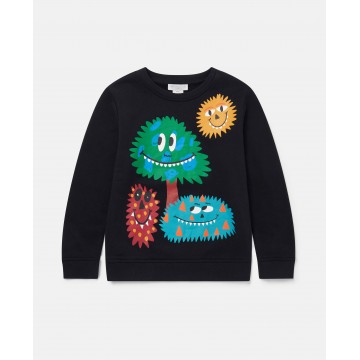 Kids Black Sweatshirt With Multicolored Monsters Stella McCartney