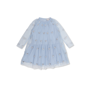 Παιδικό Σιελ Τούλινο Φόρεμα Με Ασημένιες Καρδιές Stella McCartney