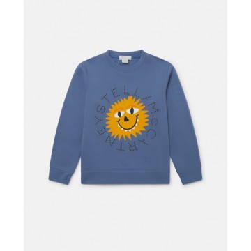 Παιδική Πετρόλ Φούτερ Μπλούζα Με Έναν Χαμογελαστό 'Ηλιο Stella McCartney