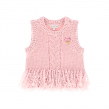 Children's Ava Tank Top With Fringe Pink Angel Face