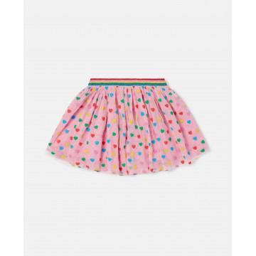 Baby Multicolour Heart Print Pink Tulle Skirt Stella McCartney