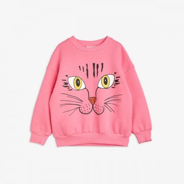 Children's Cat Face Pink Sweatshirt for Mini Rodini