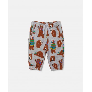 Baby Grey Joggers With Different Bear Prints Stella McCartney