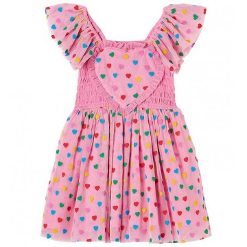 Παιδικό ροζ τούλινο φόρεμα με πολύχρωμες καρδιές Stella McCartney