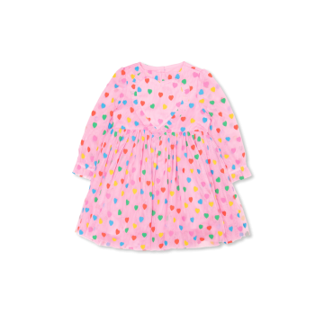 Baby Pink Tulle Dress With Multicolored Hearts Stella McCartney