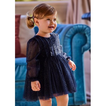 Baby Navy Blue Glitter Tulle Dress Abel and Lula