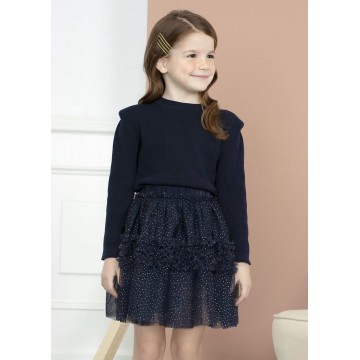 Kids Glitter Tulle Skirt Navy Blue Abel and Lula