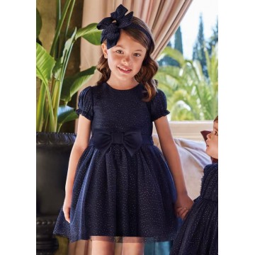 Kids Navy Blue Glitter Tulle Dress Abel and Lula