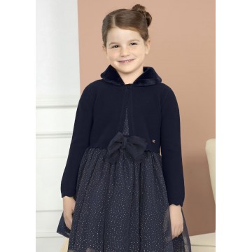 Children's Dark Blue Bolero With Fur Abel & Lula