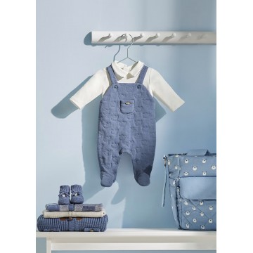 Baby Blue Romper With Crowns Mayoral