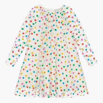 Children's White Tulle Dress With Multicolored Hearts Stella McCartney