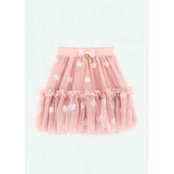 Children's Pink Tulle Skirt With Silver Stars Angel Face