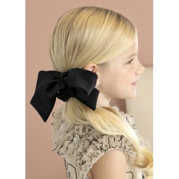 Children's Black Hair Scrunchy Perforated Bow Abel and Lula