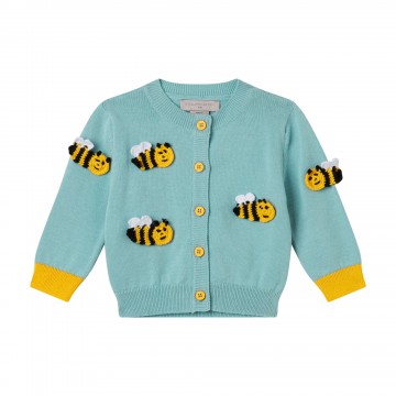 Baby Light Blue Knitted Cardigan With Bees Stella McCartney