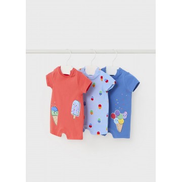 Baby Set of 3 Overalls With Ice Creams Mayoral