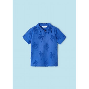 Children's Blue Palm Tree Short Sleeve Polo T-Shirt Mayoral